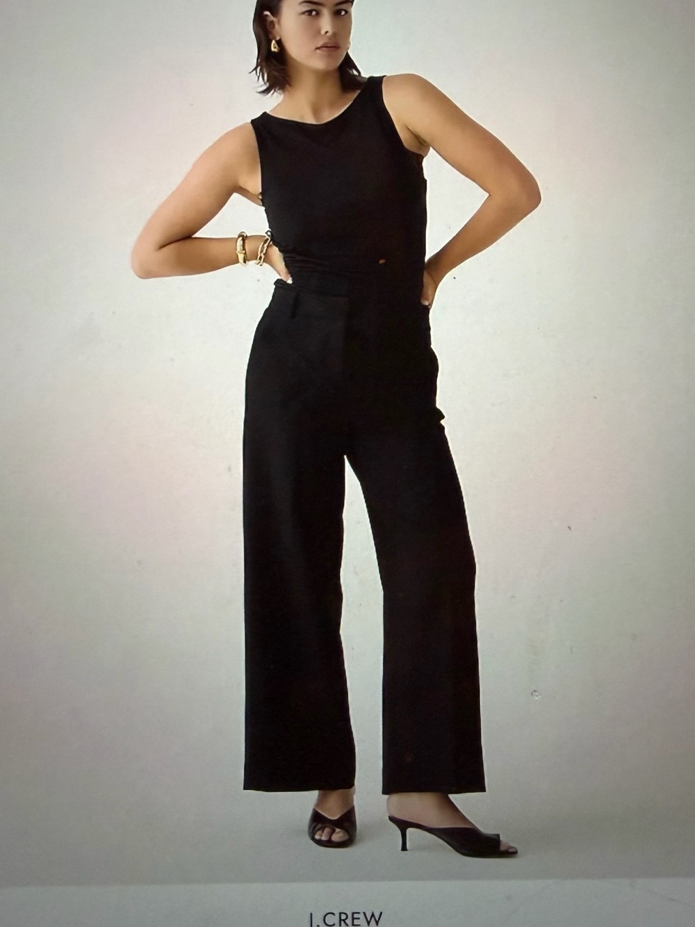 J.Crew Sydney Black Wide-Leg Cropped Pants